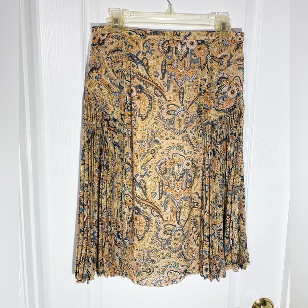 Anthro Leifsdottir Pleated Paisley Midi Skirt Size 10 - Picture 1 of 7